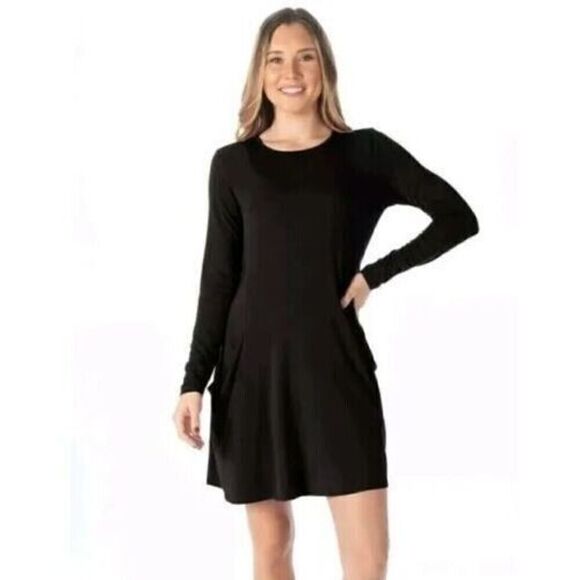 Betabrand Travel Dress Silk & Modal Blend Soft Pocketed Stretch Black Dress M - Picture 1 of 8